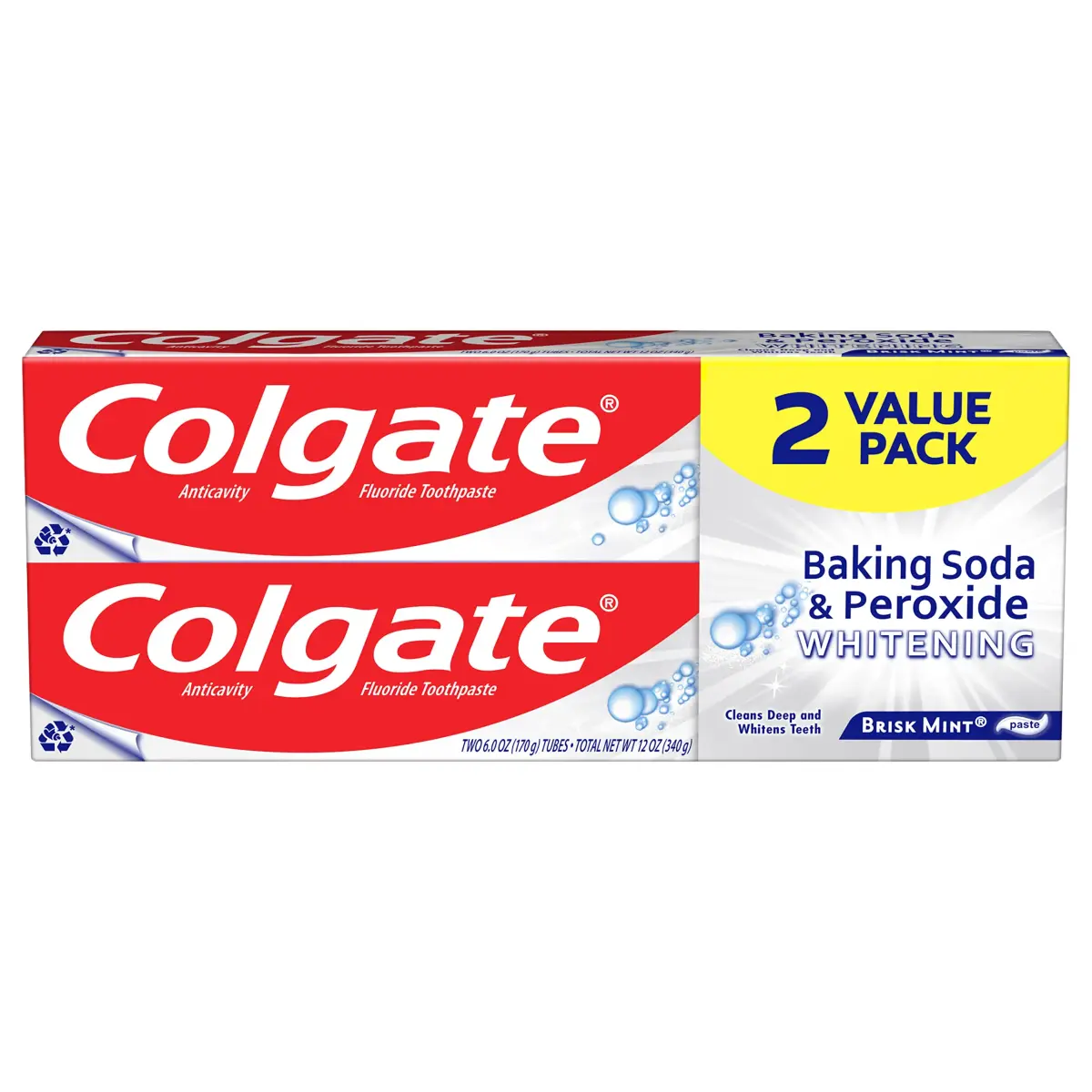 Colgate Baking Soda & Peroxide Whitening Toothpaste 12 oz (340g) Twin Pack | Fights Cavities & Removes Stains - main product image