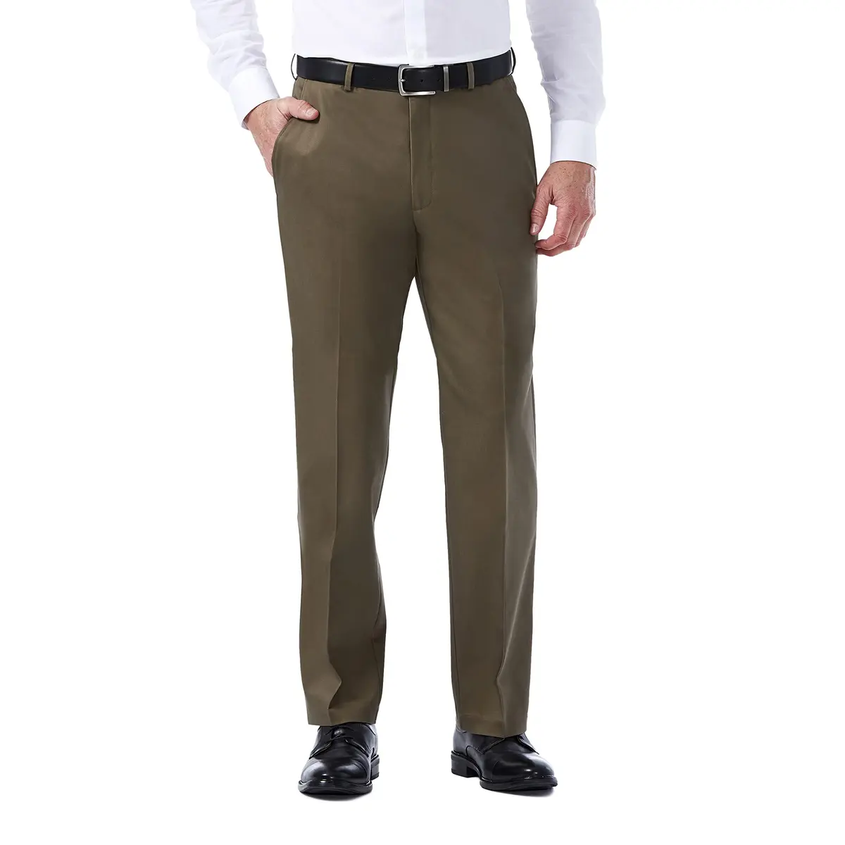 Haggar Premium No Iron Khaki Classic Fit Expandable Waist Flat Front Pant, Toast, 36x32 | Versatile Business Casual - main product image