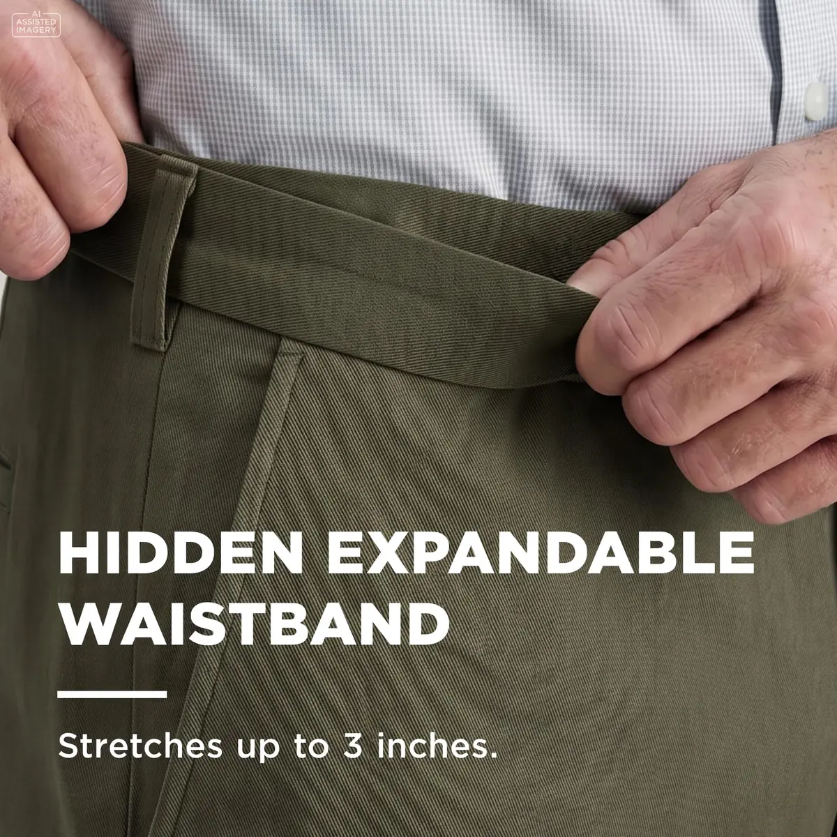 Haggar Premium No Iron Khaki Classic Fit Expandable Waist Flat Front Pant, Toast, 36x32 | Versatile Business Casual - view 2