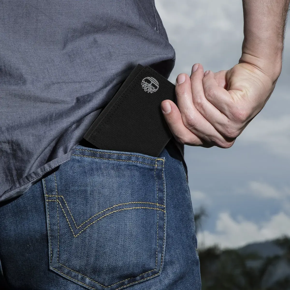 Timberland Men's Trifold Nylon Wallet Black | 13 Card Slots, ID Window, Billfold - view 6