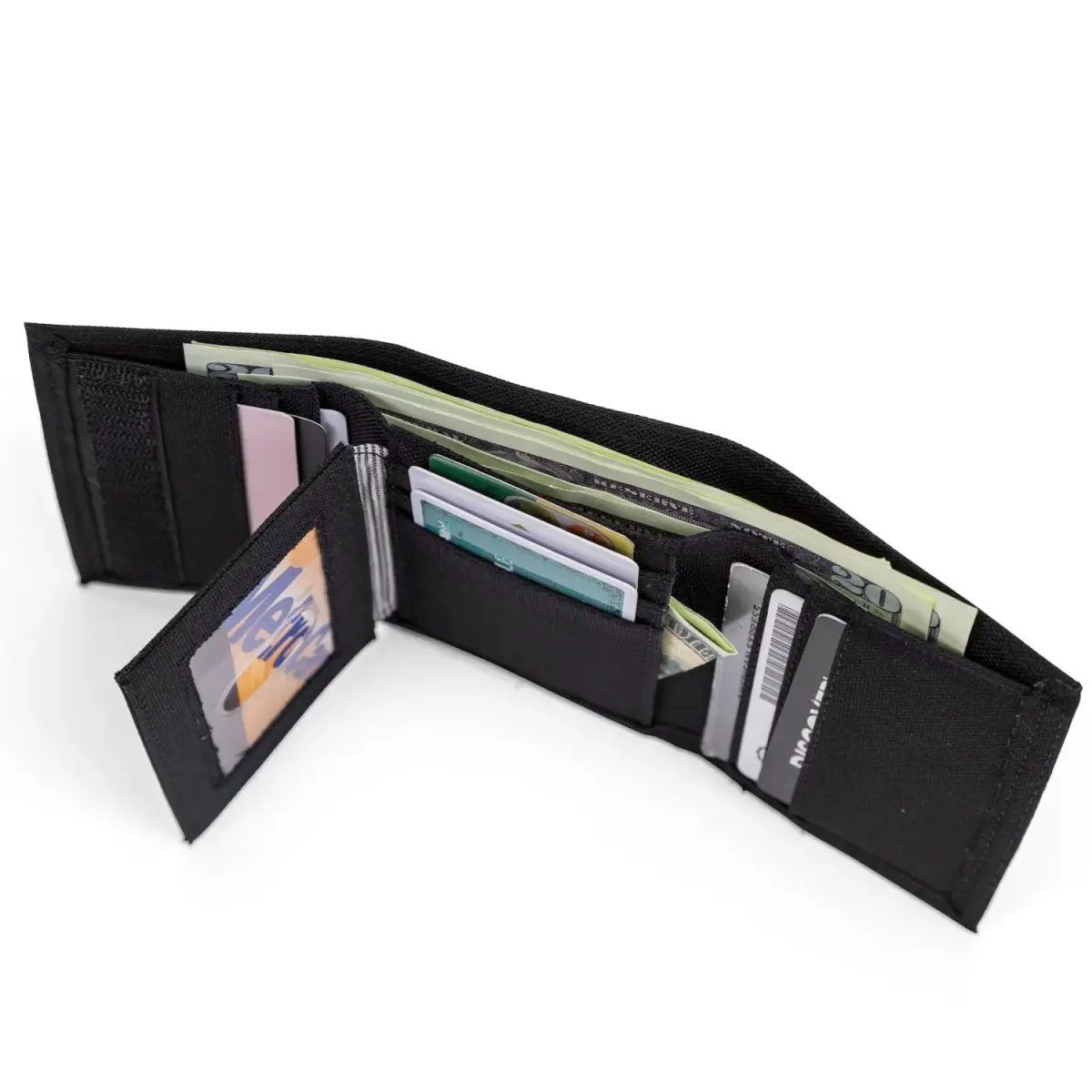 Timberland Men's Trifold Nylon Wallet Black | 13 Card Slots, ID Window, Billfold - view 4