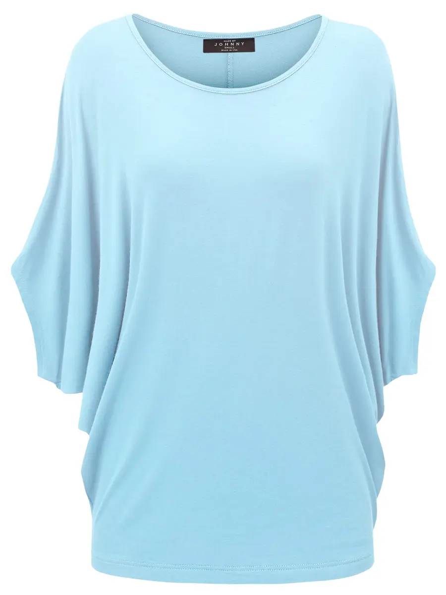 Made By Johnny Women's Dolman Batwing Sleeve Top – Soft Stretch Loose Fit Tunic Blouse for Everyday Wear L Aqua - main product image