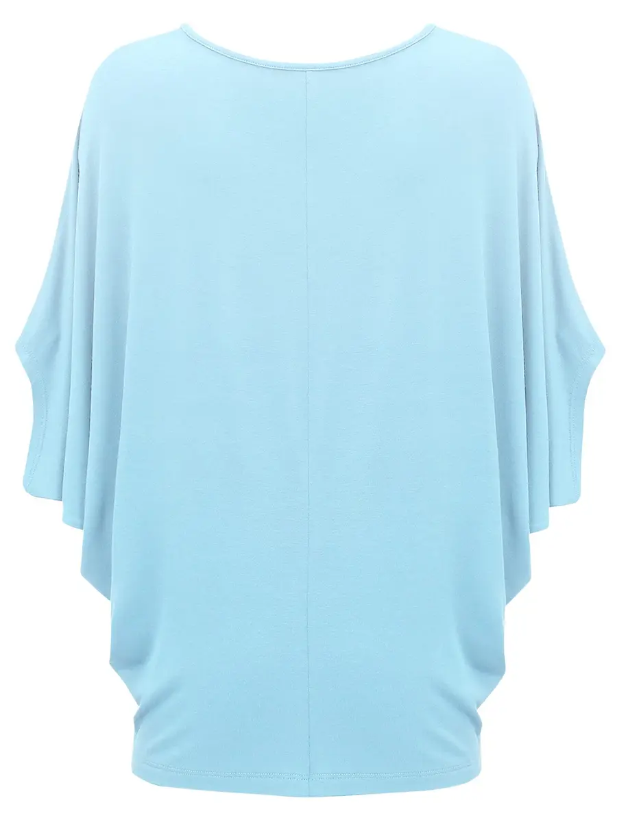 Made By Johnny Women's Dolman Batwing Sleeve Top – Soft Stretch Loose Fit Tunic Blouse for Everyday Wear L Aqua - view 3