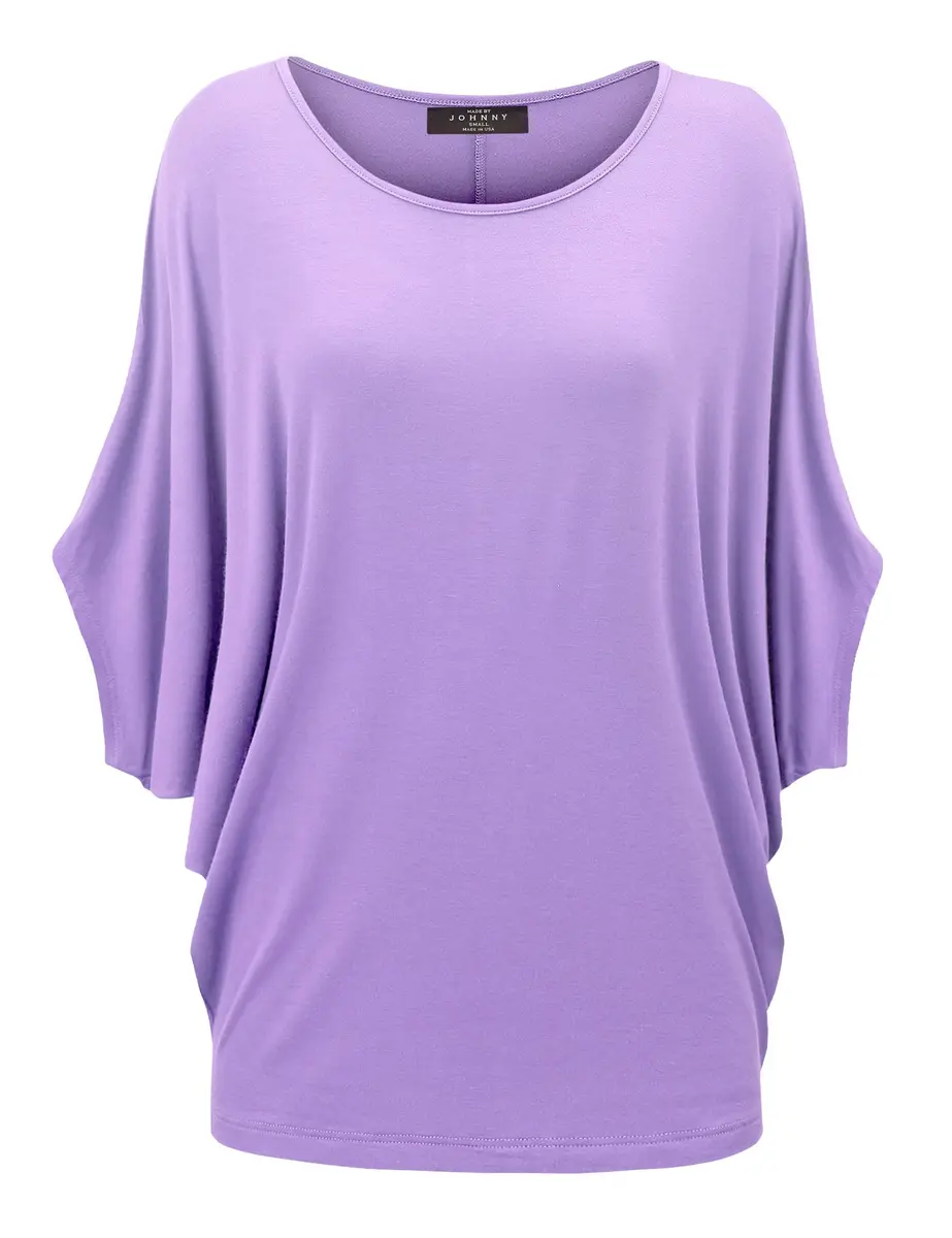 Made By Johnny Women's Dolman Batwing Sleeve Top – Soft Stretch Loose Fit Tunic Blouse for Everyday Wear L Lilac - main product image