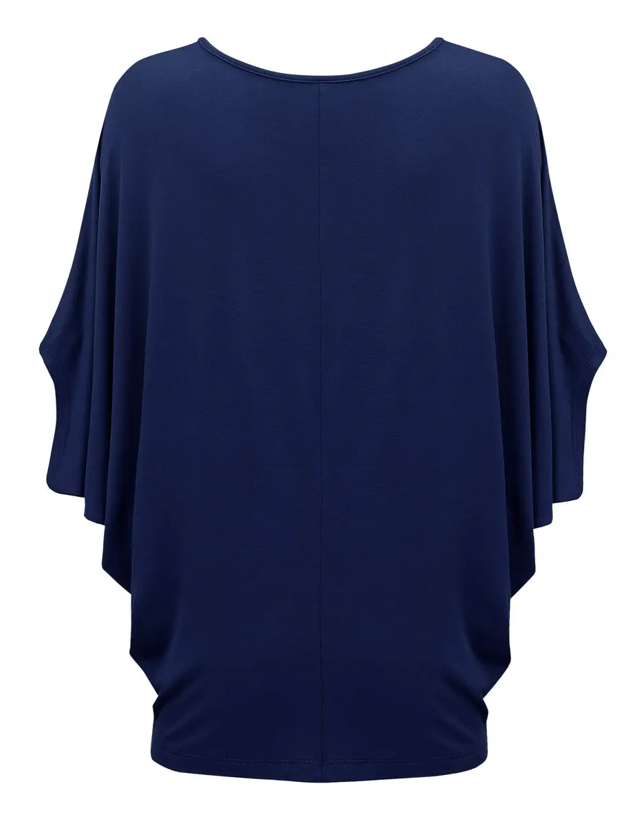 Made By Johnny Women's Dolman Batwing Sleeve Top – Soft Stretch Loose Fit Tunic Blouse for Everyday Wear XL Navy - view 3
