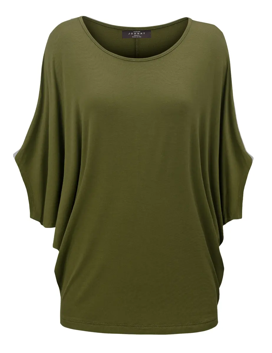 Made By Johnny Women's Dolman Batwing Sleeve Top – Soft Stretch Loose Fit Tunic Blouse for Everyday Wear XL Olive - main product image