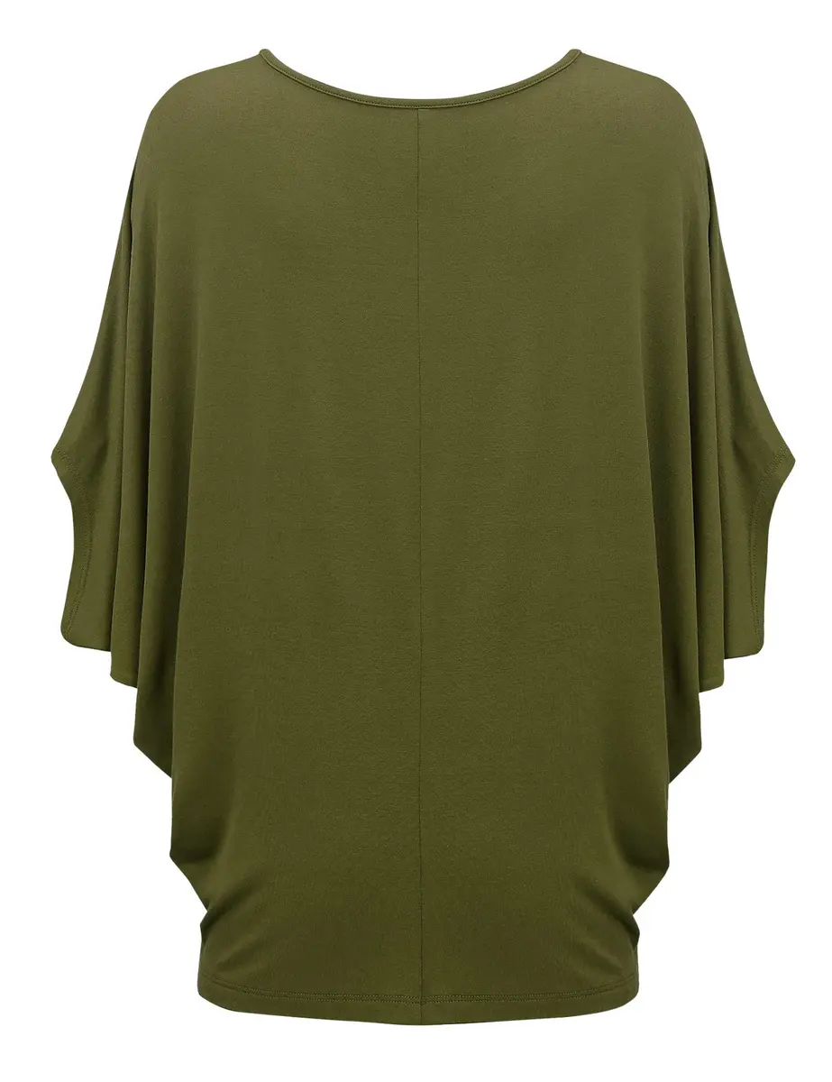 Made By Johnny Women's Dolman Batwing Sleeve Top – Soft Stretch Loose Fit Tunic Blouse for Everyday Wear XL Olive - view 3