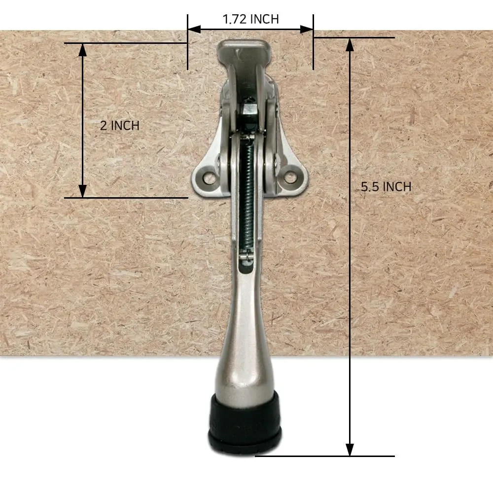 HA SHI One Touch Kickdown Door Stopper Satin Nickel 4 Inch | Hands-Free, Adjustable, Durable - view 2