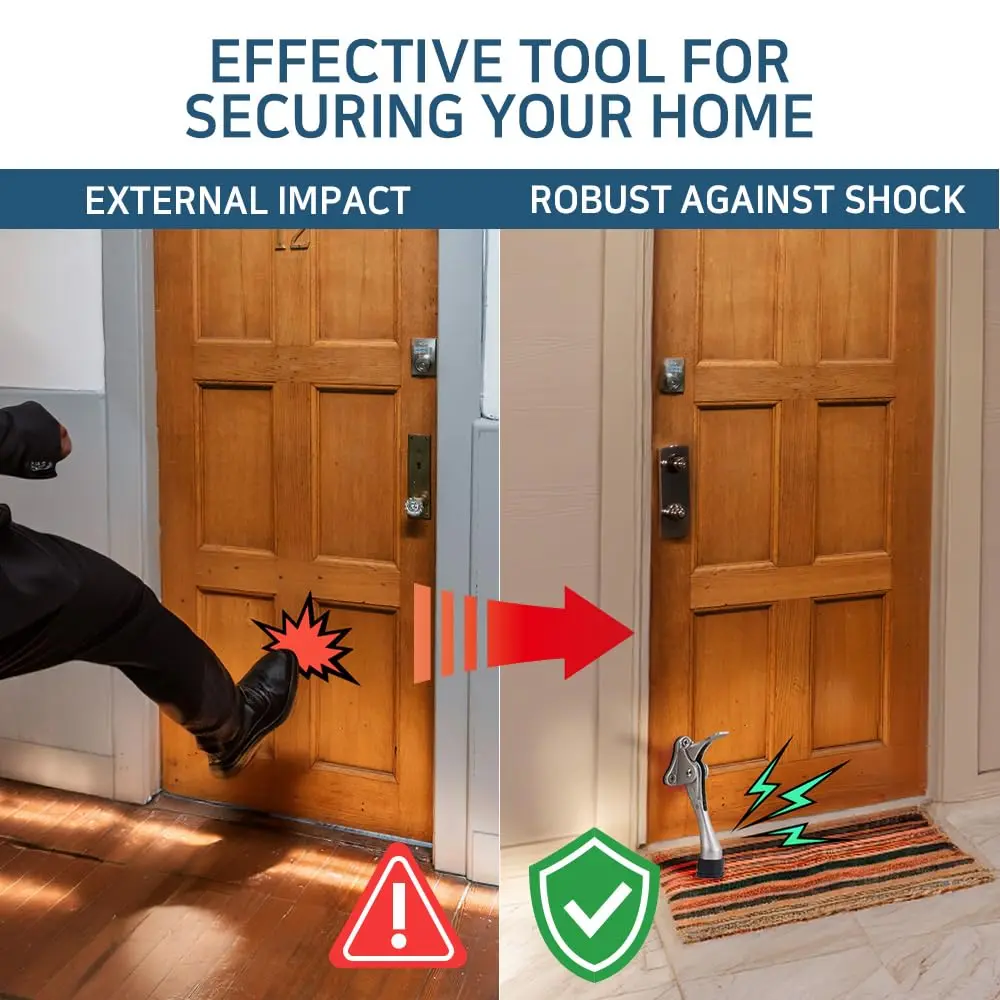 HA SHI One Touch Kickdown Door Stopper Satin Nickel 4 Inch | Hands-Free, Adjustable, Durable - view 4