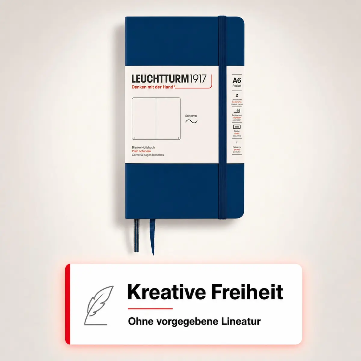 LEUCHTTURM1917 Notebook Softcover Pocket A6-123 Pages Navy | Lightweight, Practical & Durable - view 6