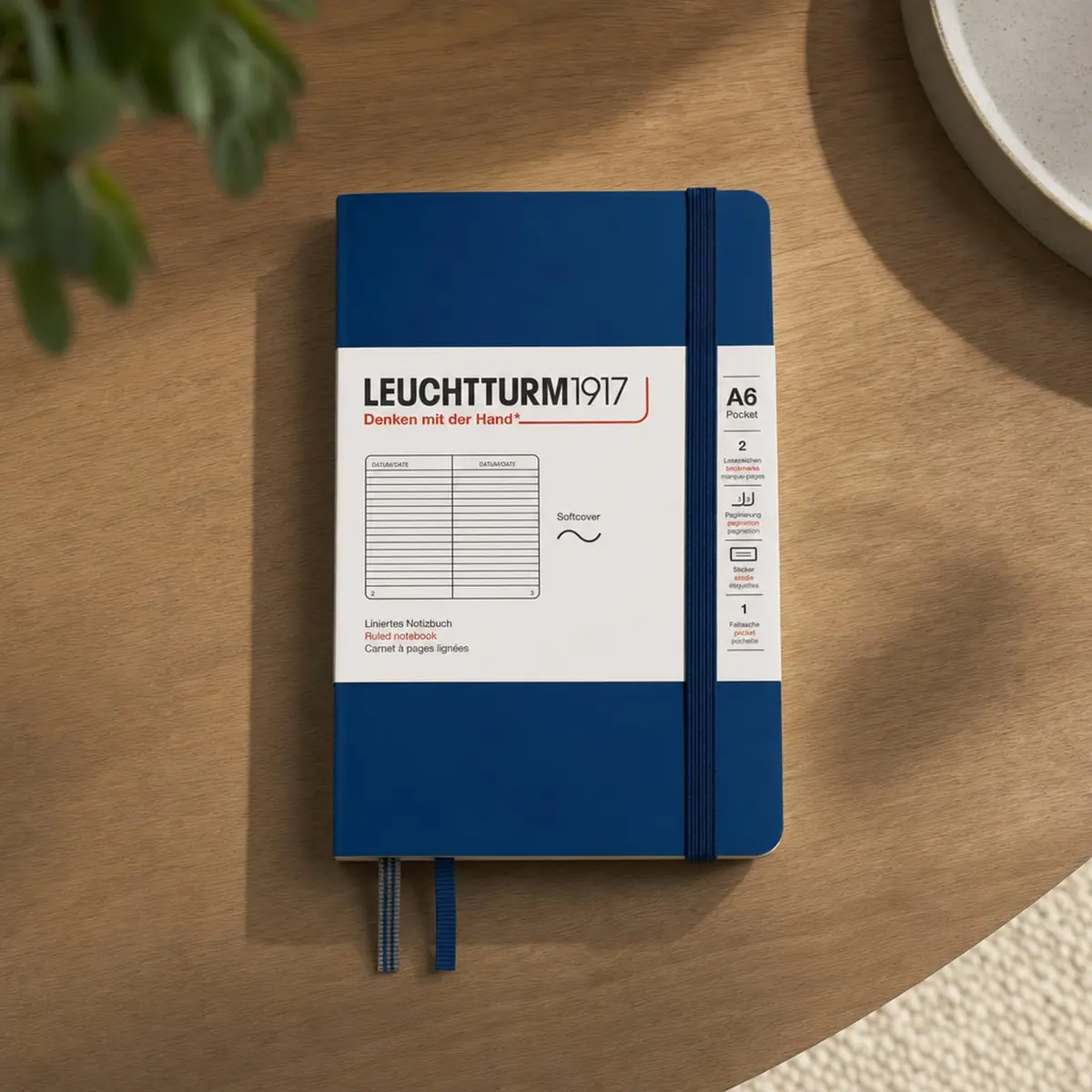 LEUCHTTURM1917 Notebook Softcover Pocket A6-123 Pages Navy | Compact, Ruled, Acid-Free Paper - view 3