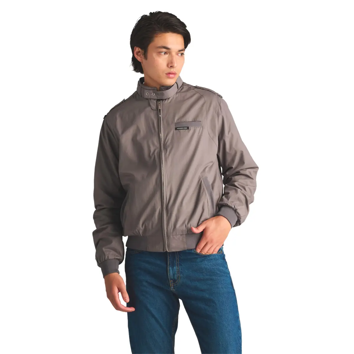 Members Only Men's Classic Iconic Racer Slim Fit Jacket (Grey, Medium) | Timeless Style for Men - view 2
