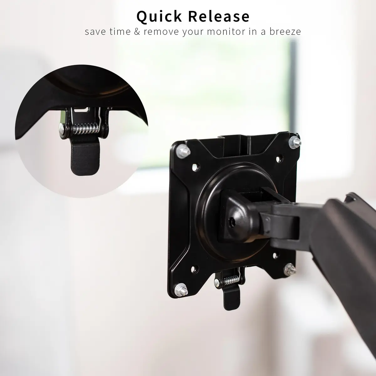 VIVO Adapter VESA Mount Quick Release Bracket Kit, Stand & Wall Mount, 75x75mm/100x100mm, Black | Easy LCD Monitor & TV Mounting - view 5