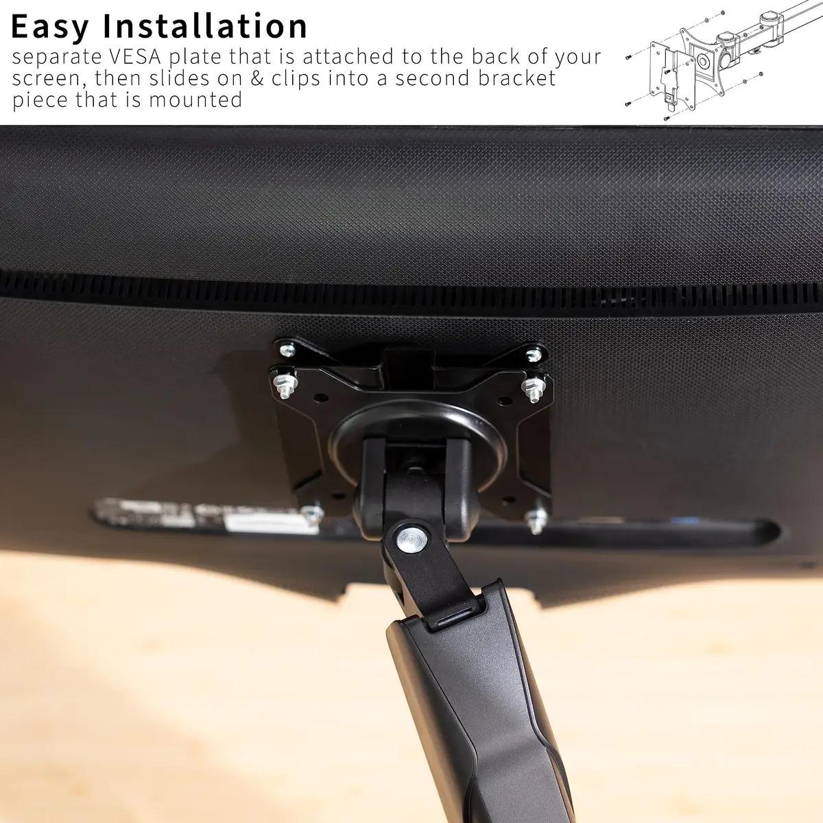VIVO Adapter VESA Mount Quick Release Bracket Kit, Stand & Wall Mount, 75x75mm/100x100mm, Black | Easy LCD Monitor & TV Mounting - view 7