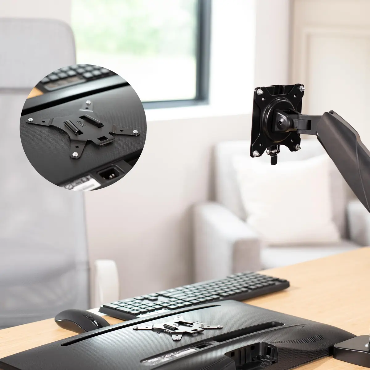 VIVO Adapter VESA Mount Quick Release Bracket Kit, Stand & Wall Mount, 75x75mm/100x100mm, Black | Easy LCD Monitor & TV Mounting - view 3