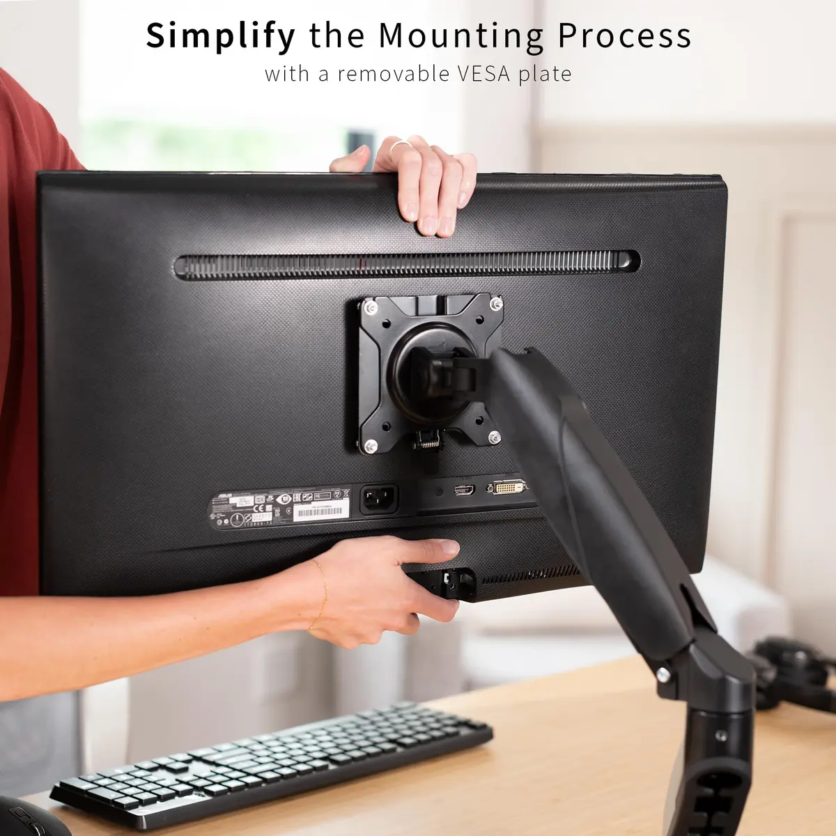 VIVO Adapter VESA Mount Quick Release Bracket Kit, Stand & Wall Mount, 75x75mm/100x100mm, Black | Easy LCD Monitor & TV Mounting - view 4