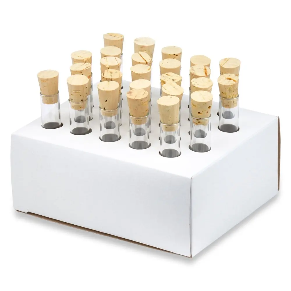 Karter Scientific Test Tubes 10x75mm Borosilicate Glass 3ml Pack of 25 | Lab Supply with Cork Stoppers - main product image