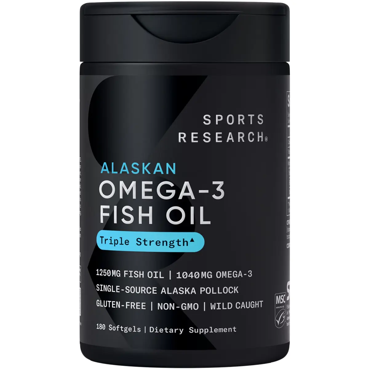 Sports Research Omega-3 Fish Oil 1250mg 180 Softgels | Wild Alaska Pollock | Heart & Brain Support - main product image