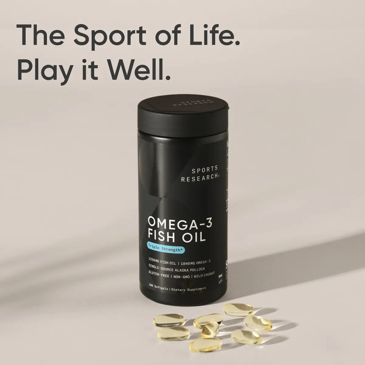 Sports Research Omega-3 Fish Oil 1250mg 180 Softgels | Wild Alaska Pollock | Heart & Brain Support - view 7