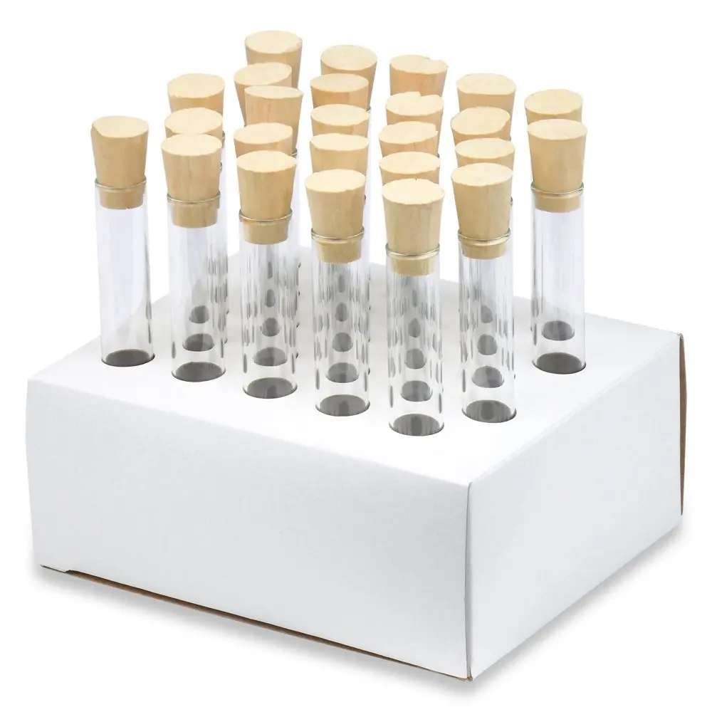 Karter Scientific 13x100mm Borosilicate Glass Test Tubes with Cork Stoppers Pack of 25 | 7ml Labware for Scientific Use - main product image