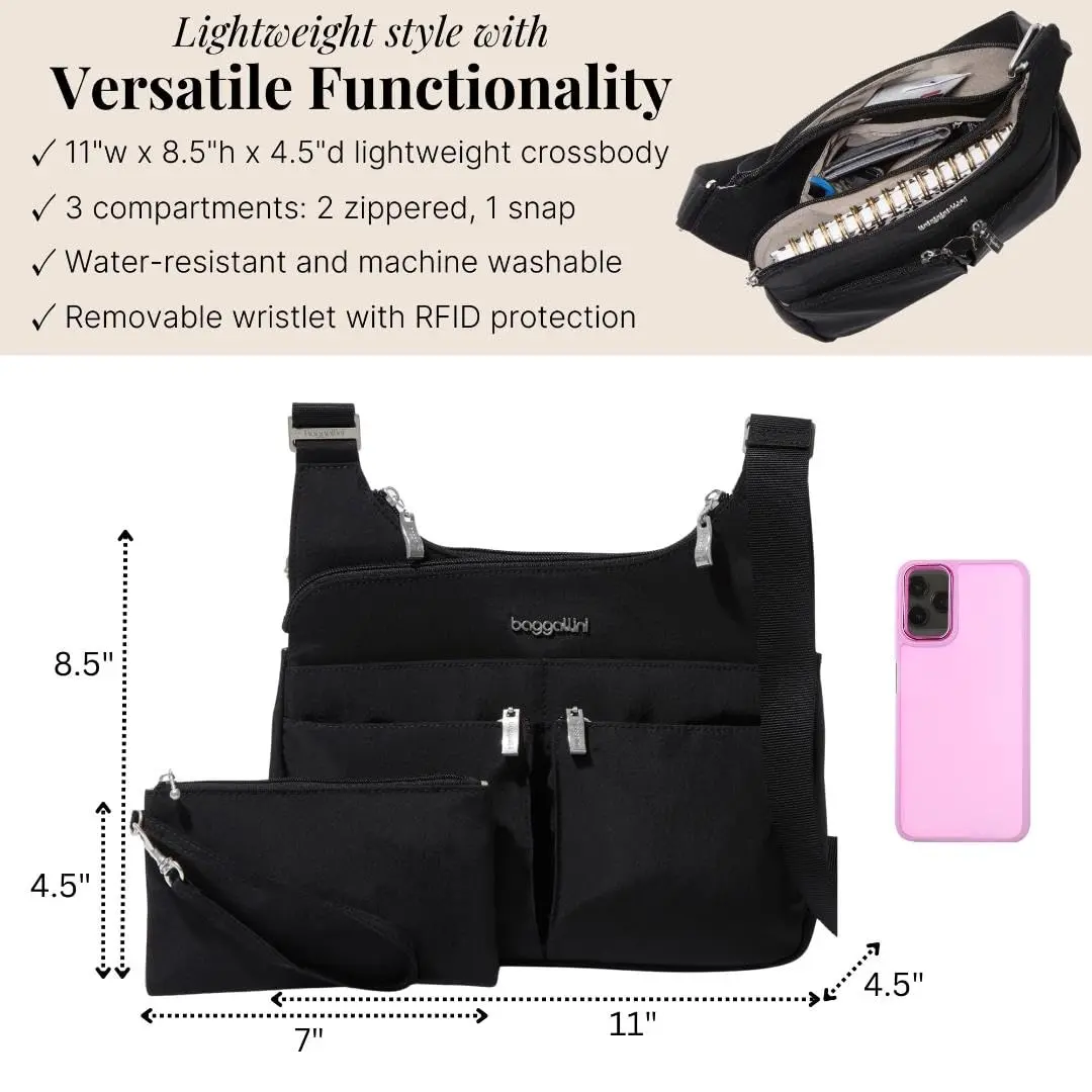 Baggallini Cross Over Crossbody Travel Bag 11x8.5 Water-Resistant Nylon Lightweight - view 4