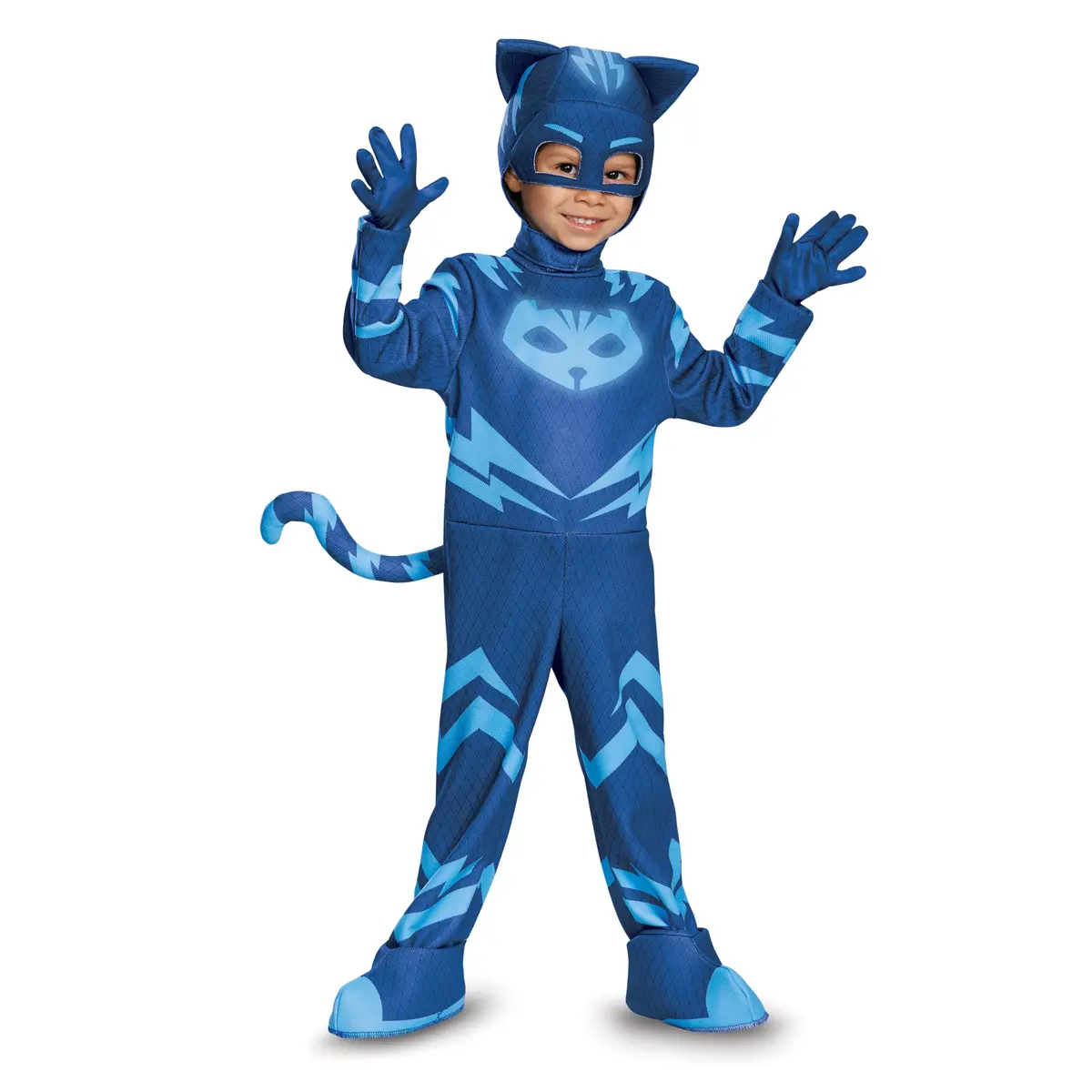 Disguise PJ Masks Catboy Deluxe Costume Jumpsuit with Mask, Toddler Size Small (2T) | Glow-in-the-Dark Details - main product image