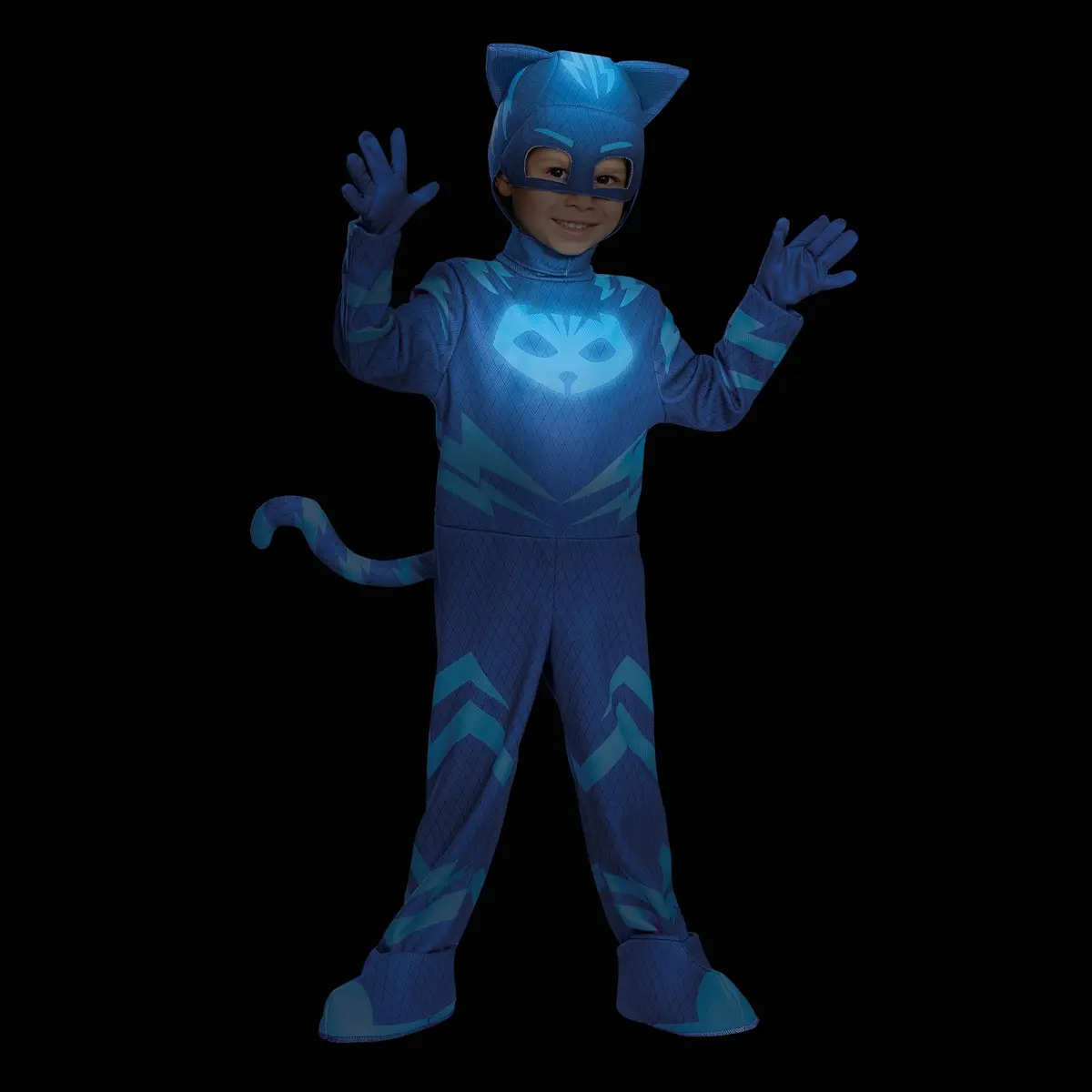 Disguise PJ Masks Catboy Deluxe Costume Jumpsuit with Mask, Toddler Size Small (2T) | Glow-in-the-Dark Details - view 4