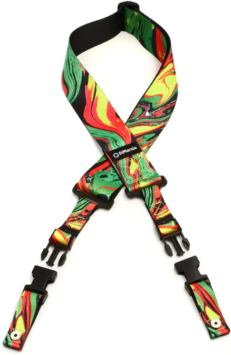 DiMarzio Steve Vai Cliplock Strap - Green Universe | Microfiber, Adjustable 110-116cm, 5cm Wide, ClipLock Ends - main product image