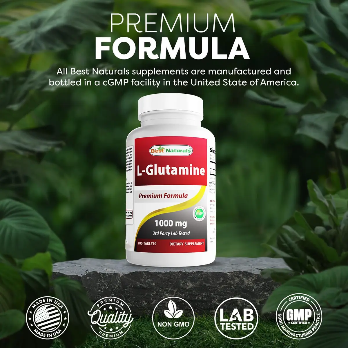 Best Naturals L-Glutamine 1000mg Fuel for Workout Tablets | Non-GMO, 180 Count, USA Import - view 5