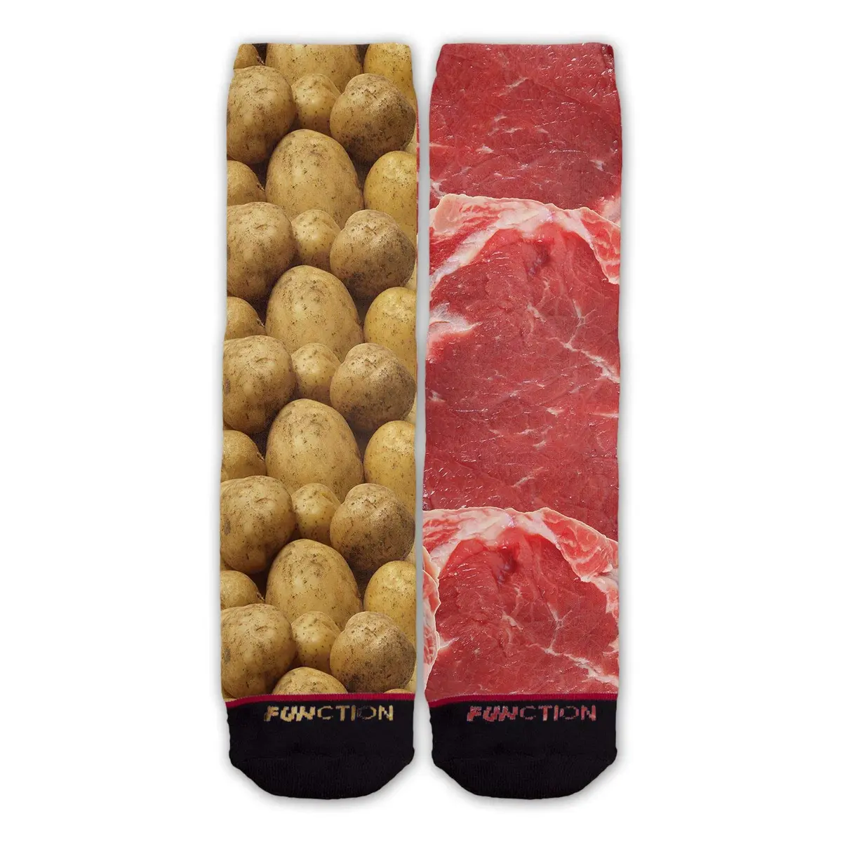 Function - Steak and Potatoes Fashion Socks | All-Over Graphic Print, Crew Length, Unisex (6-12 Men) - view 2
