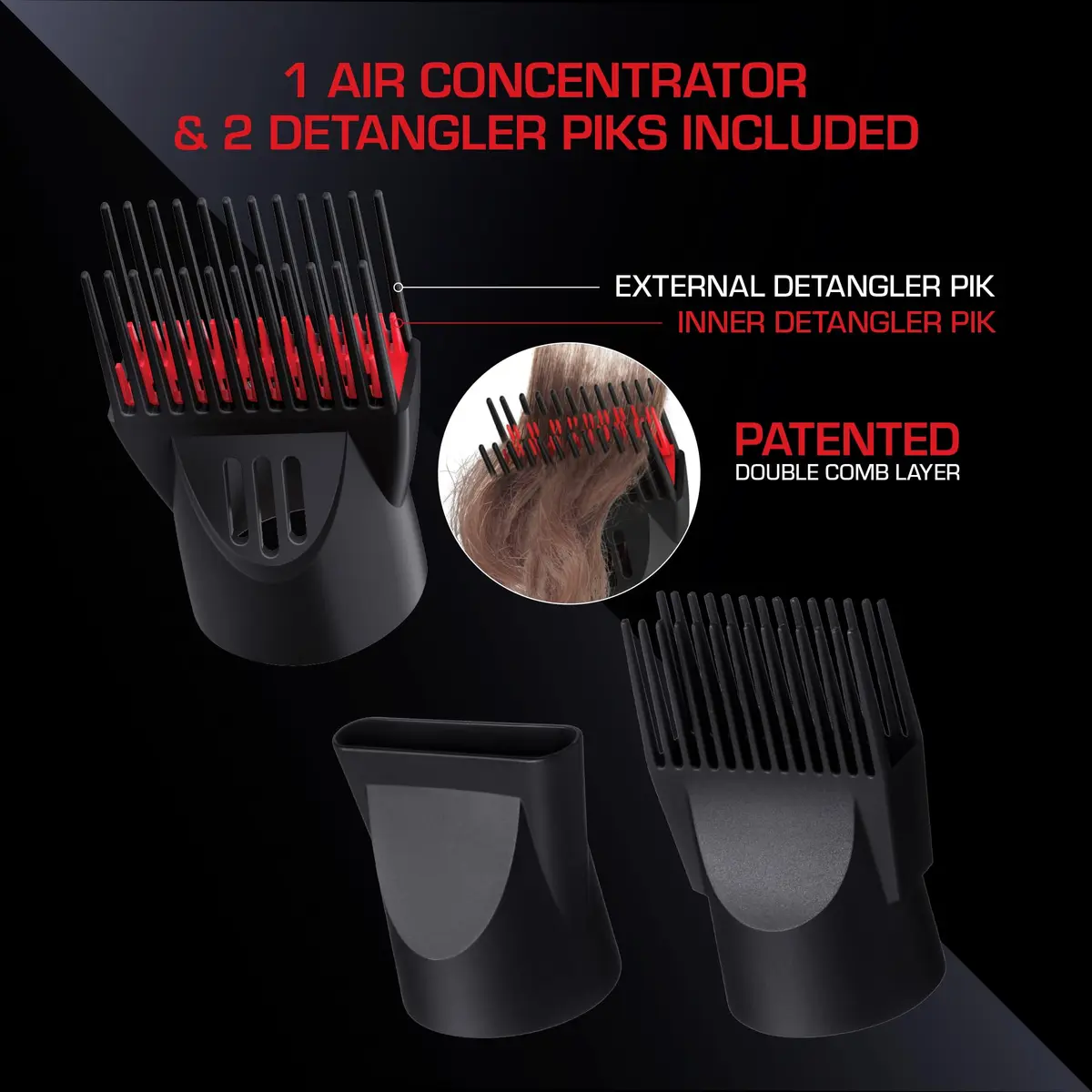 RED Pro 3200 Turbo Pro Detangler AC Hair Dryer | 3 Heat/2 Speed, Cool Shot, 3 Attachments - view 4