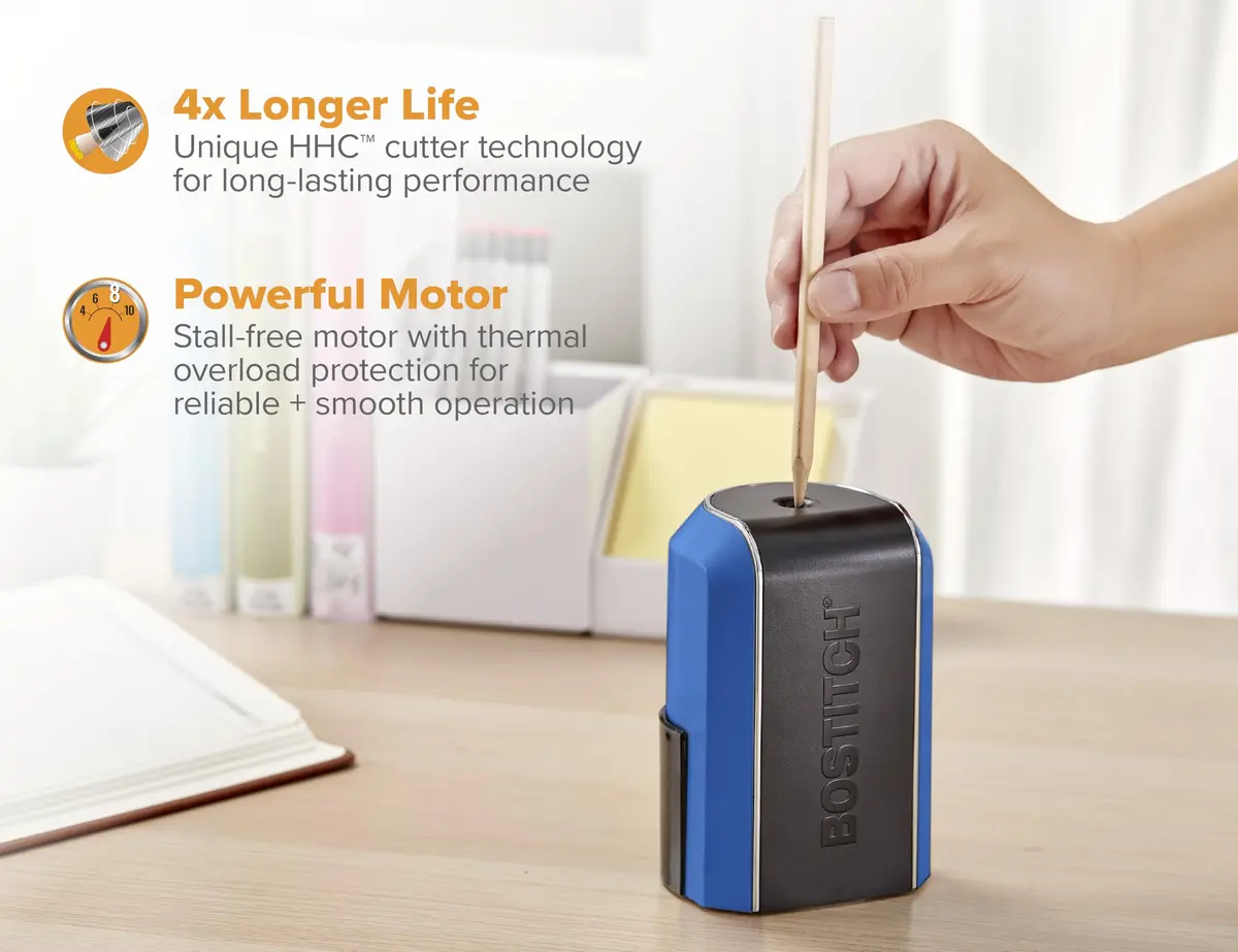 Bostitch Office Vertical Electric Pencil Sharpener, Powerful Stall-Free Motor, Prevents Over-Sharpening, Blue (EPS5V-Blue) | 7-Year Limited Warranty - view 3