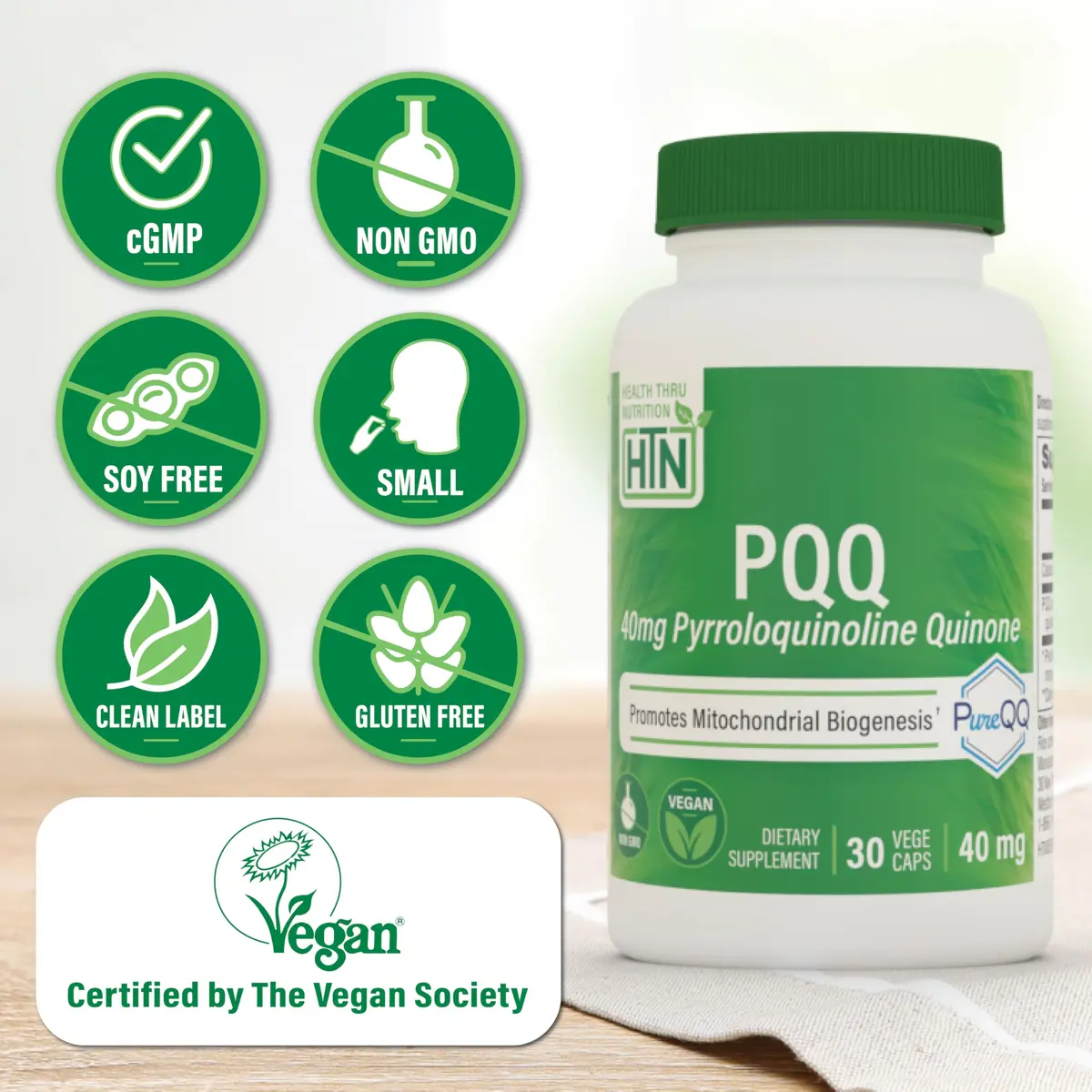 Health Thru Nutrition PQQ 40mg Pyrroloquinoline Quinone 30 Count (1.5 oz) | Supports Mitochondrial Biogenesis - view 3