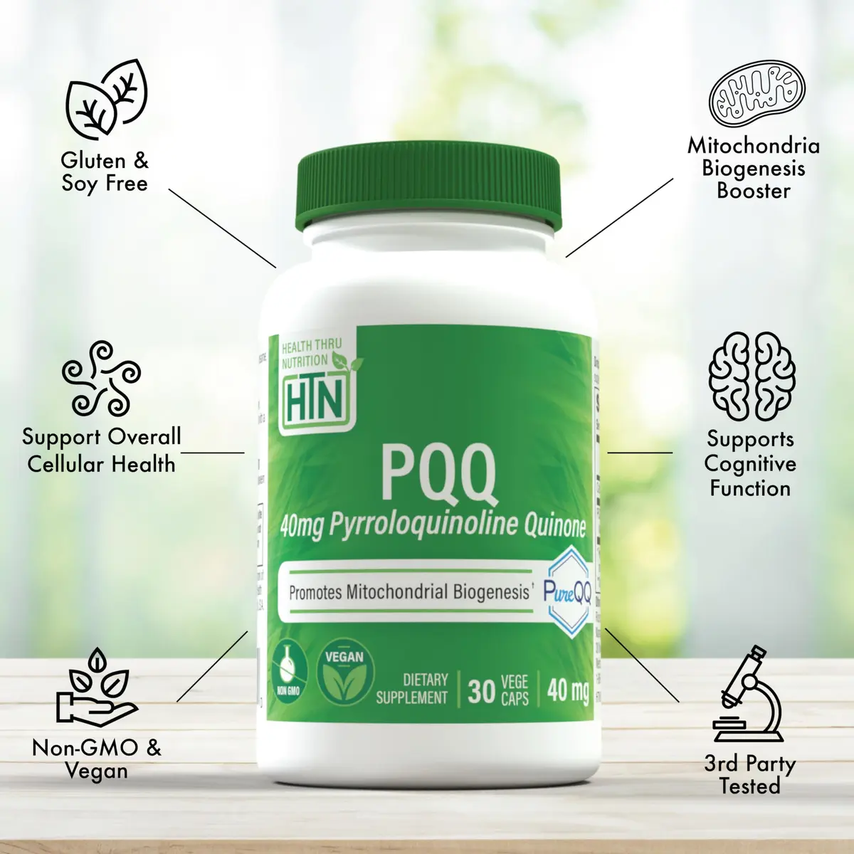 Health Thru Nutrition PQQ 40mg Pyrroloquinoline Quinone 30 Count (1.5 oz) | Supports Mitochondrial Biogenesis - view 4