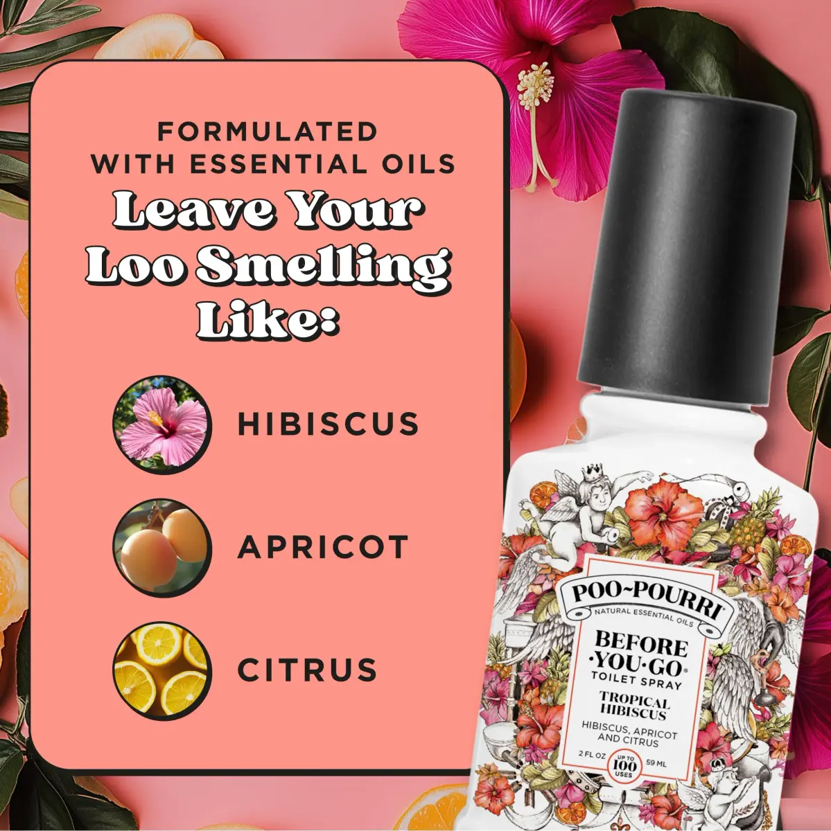 Poo-Pourri Tropical Hibiscus Before-You-Go Toilet Spray 74ml (2 Fl Oz) | Prevents Odors with Natural Essential Oils - view 3