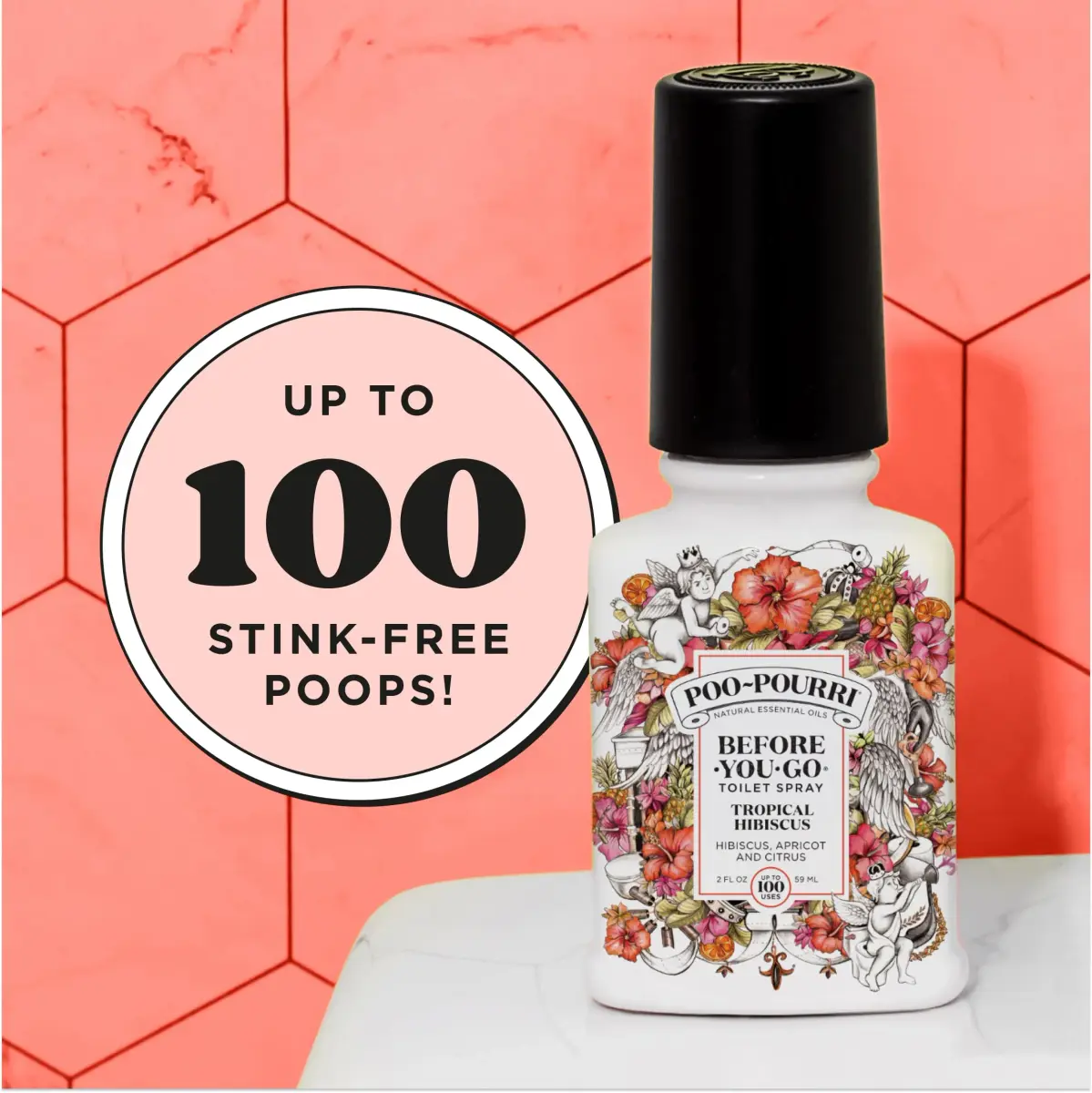 Poo-Pourri Tropical Hibiscus Before-You-Go Toilet Spray 74ml (2 Fl Oz) | Prevents Odors with Natural Essential Oils - view 4