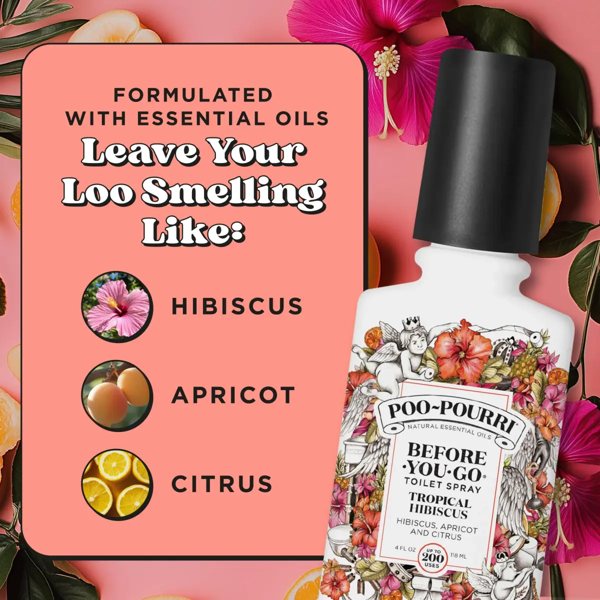 Poo-Pourri Tropical Hibiscus Before-You-Go Toilet Spray 118ml (4 Fl Oz) | Prevents Odors with Natural Essential Oils - view 5