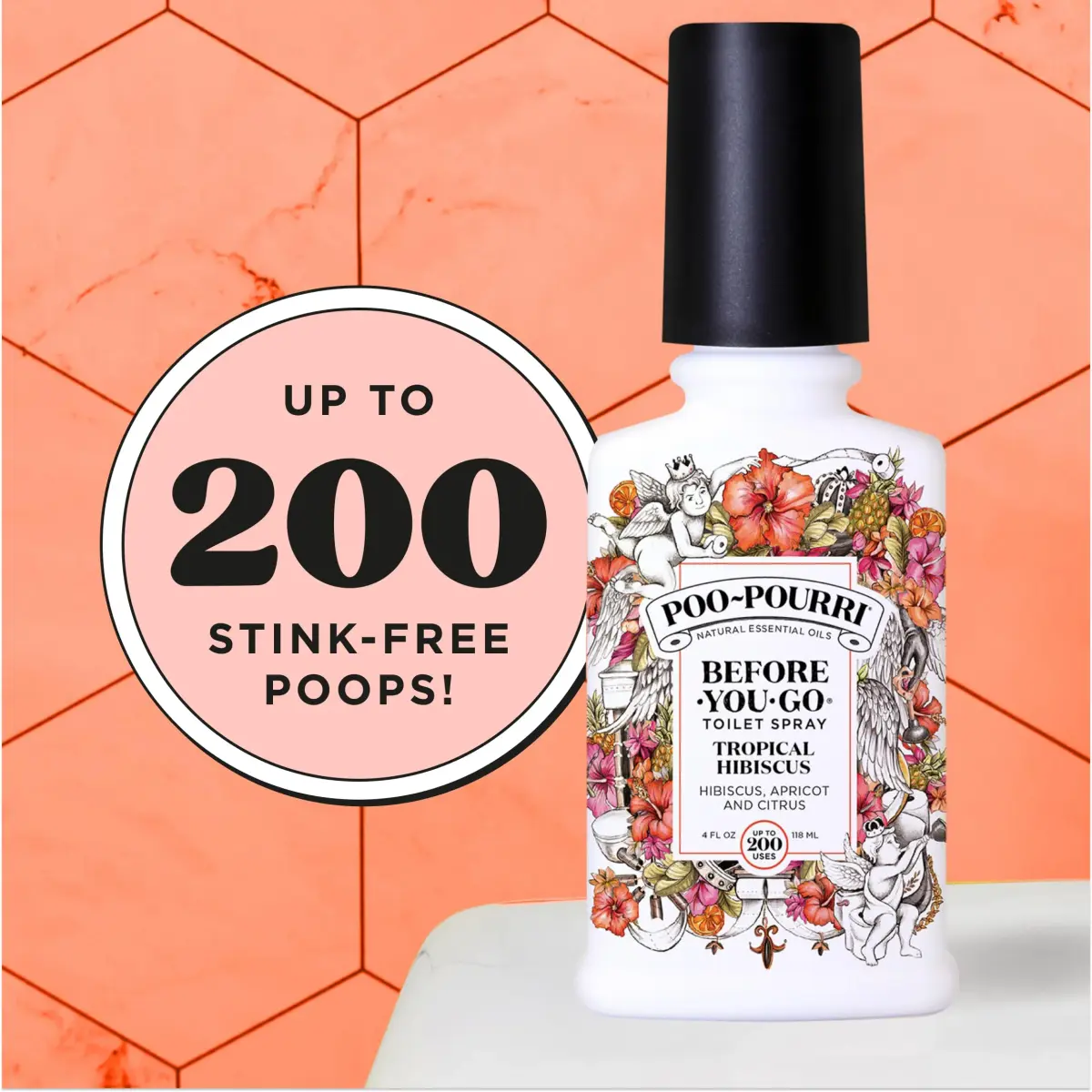 Poo-Pourri Tropical Hibiscus Before-You-Go Toilet Spray 118ml (4 Fl Oz) | Prevents Odors with Natural Essential Oils - view 6