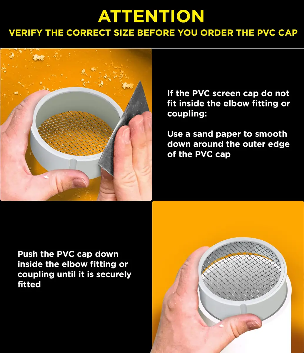 RAVEN 3" PVC Termination Cap Mesh Screen Vent Cover with 3.5" Outer Diameter | Prevents Debris & Wildlife Entry - view 3