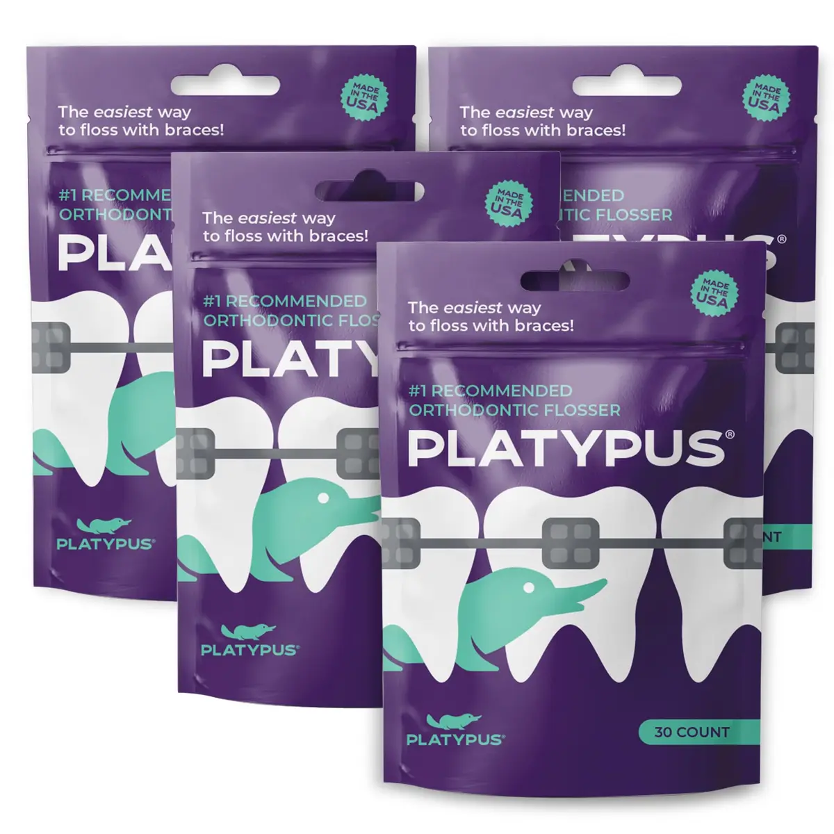 Platypus Orthodontic Flossers for Braces, 120 Count (Pack of 4) | Orthodontist Recommended for Daily Use - main product image