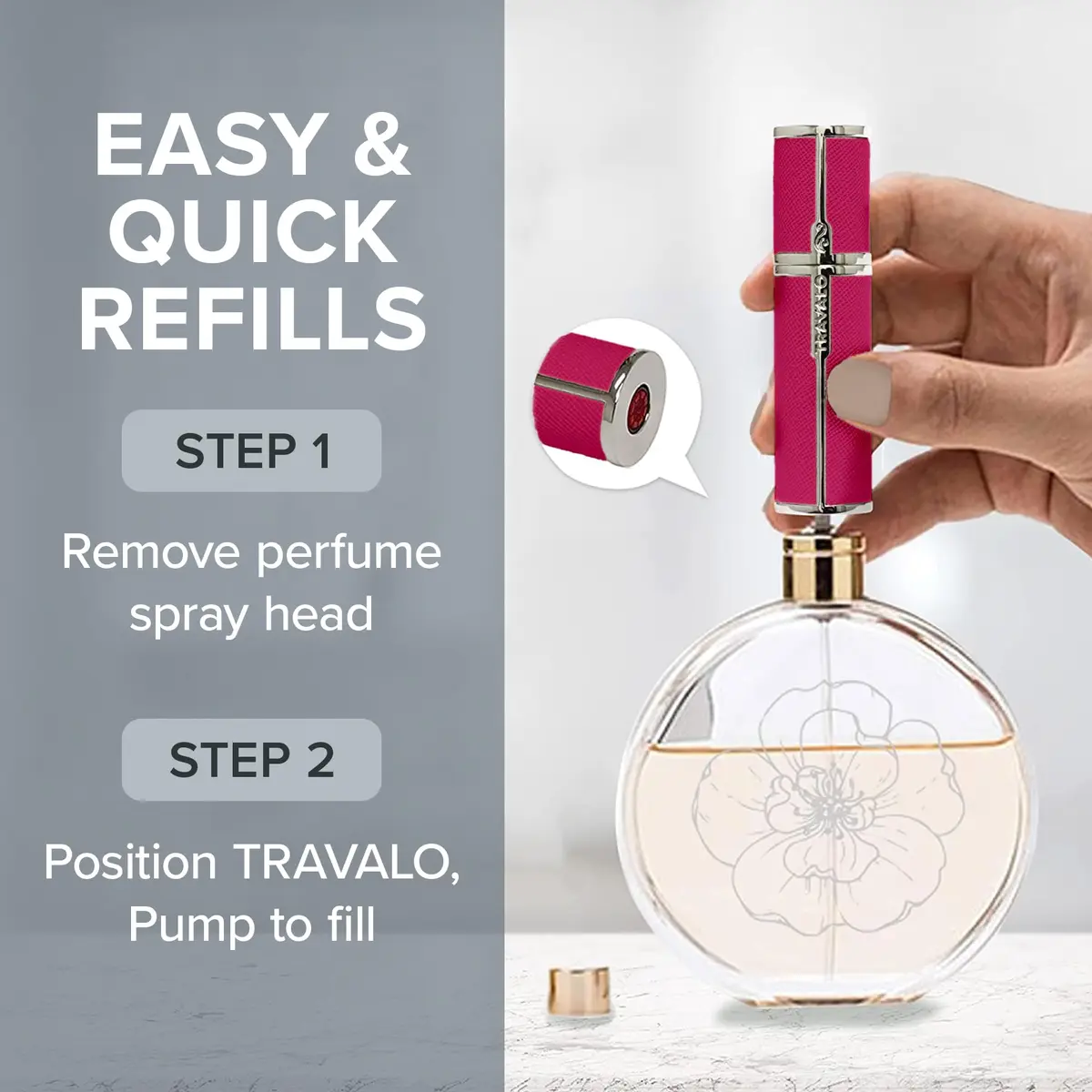 Travalo Milano Perfume Atomizer 0.2 Oz | Leak-Proof, TSA Approved, Reusable, Airtight, Easy Fill Mini Pump Spray - Hot Pink - view 6