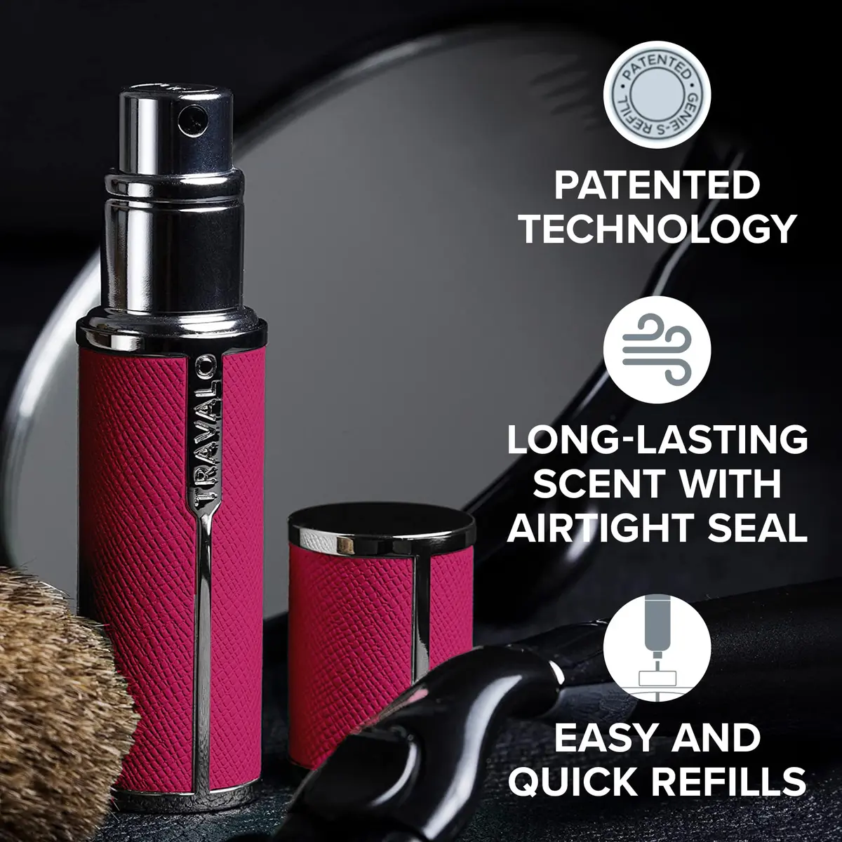 Travalo Milano Perfume Atomizer 0.2 Oz | Leak-Proof, TSA Approved, Reusable, Airtight, Easy Fill Mini Pump Spray - Hot Pink - view 3