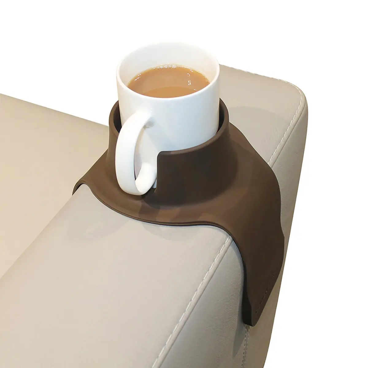 HIT PRODUCTS CouchCoaster Armrest Cup Holder, Mocha Brown 42cm (16.5") | Prevents Spills & Keeps Drinks Within Reach - main product image