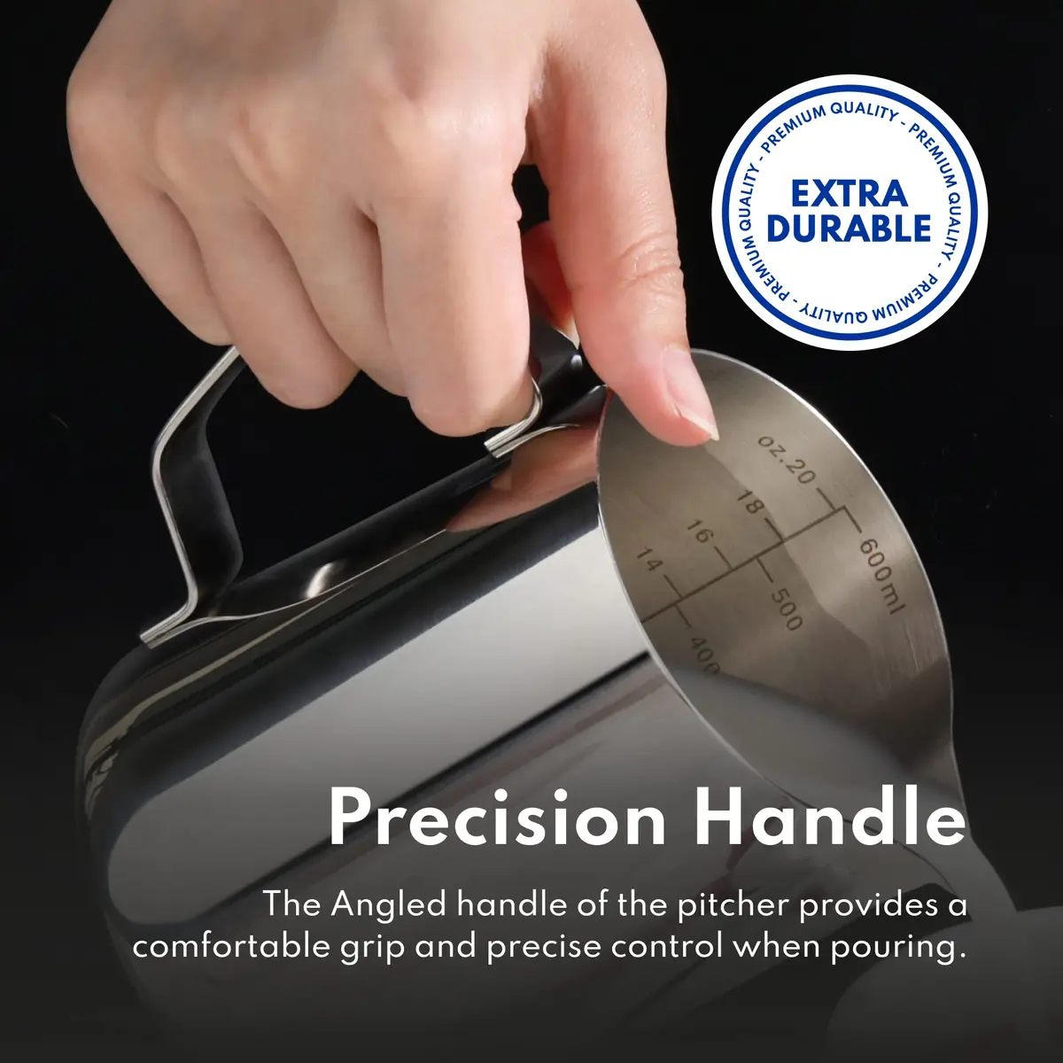 New Star Foodservice Stainless Steel Frothing Pitcher, 20 oz | Commercial Grade 18/8 Barista Tool for Lattes & Cappuccinos - view 6