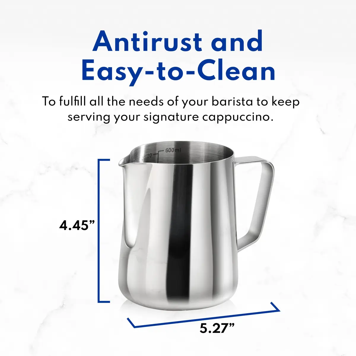 New Star Foodservice Stainless Steel Frothing Pitcher, 20 oz | Commercial Grade 18/8 Barista Tool for Lattes & Cappuccinos - view 7
