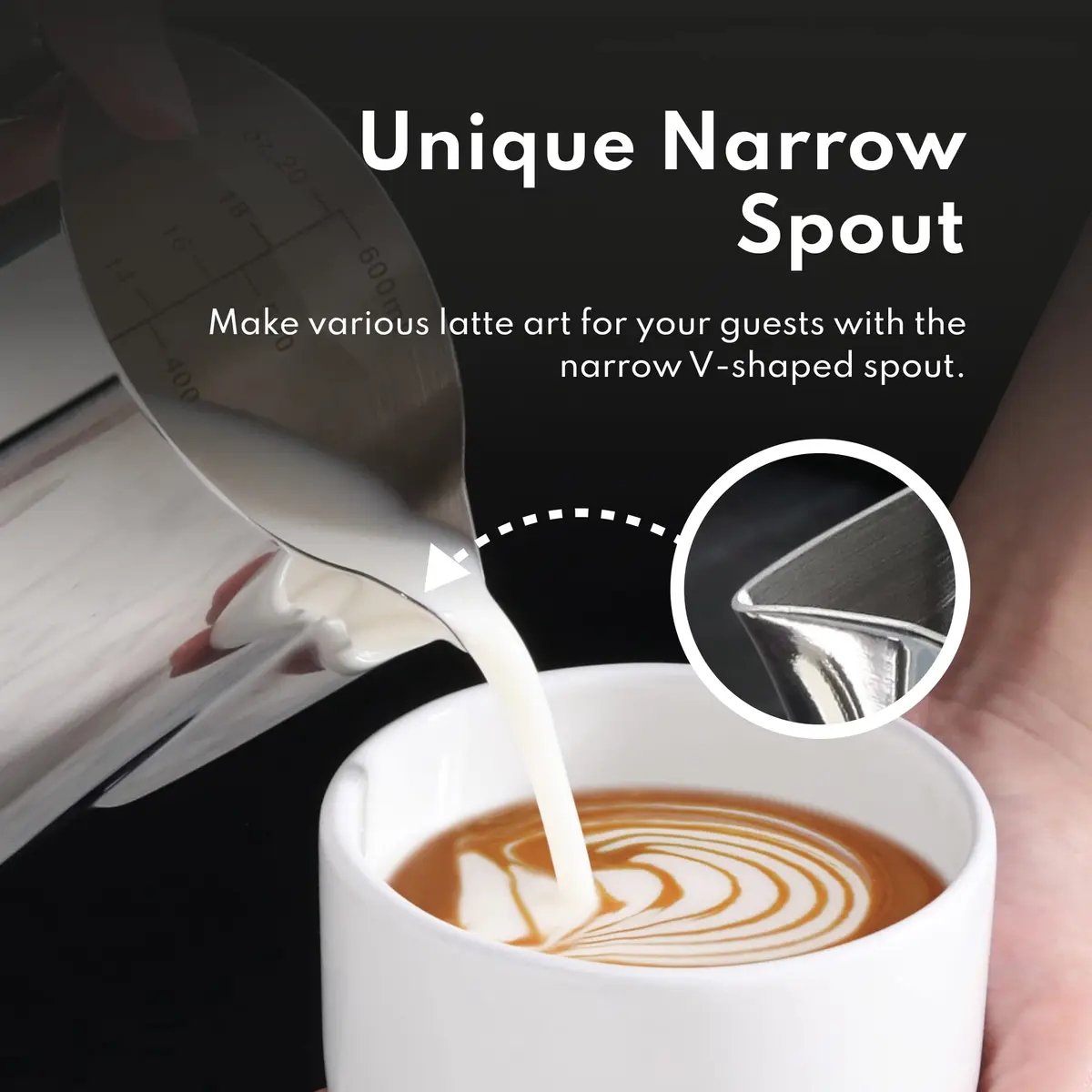 New Star Foodservice Stainless Steel Frothing Pitcher, 20 oz | Commercial Grade 18/8 Barista Tool for Lattes & Cappuccinos - view 9