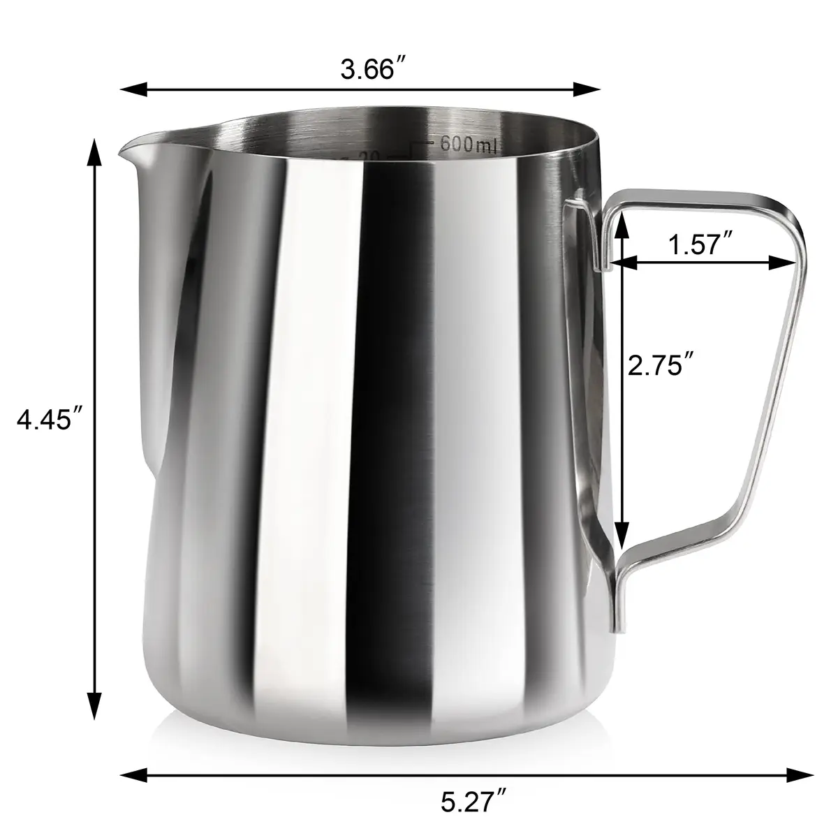 New Star Foodservice Stainless Steel Frothing Pitcher, 20 oz | Commercial Grade 18/8 Barista Tool for Lattes & Cappuccinos - view 2