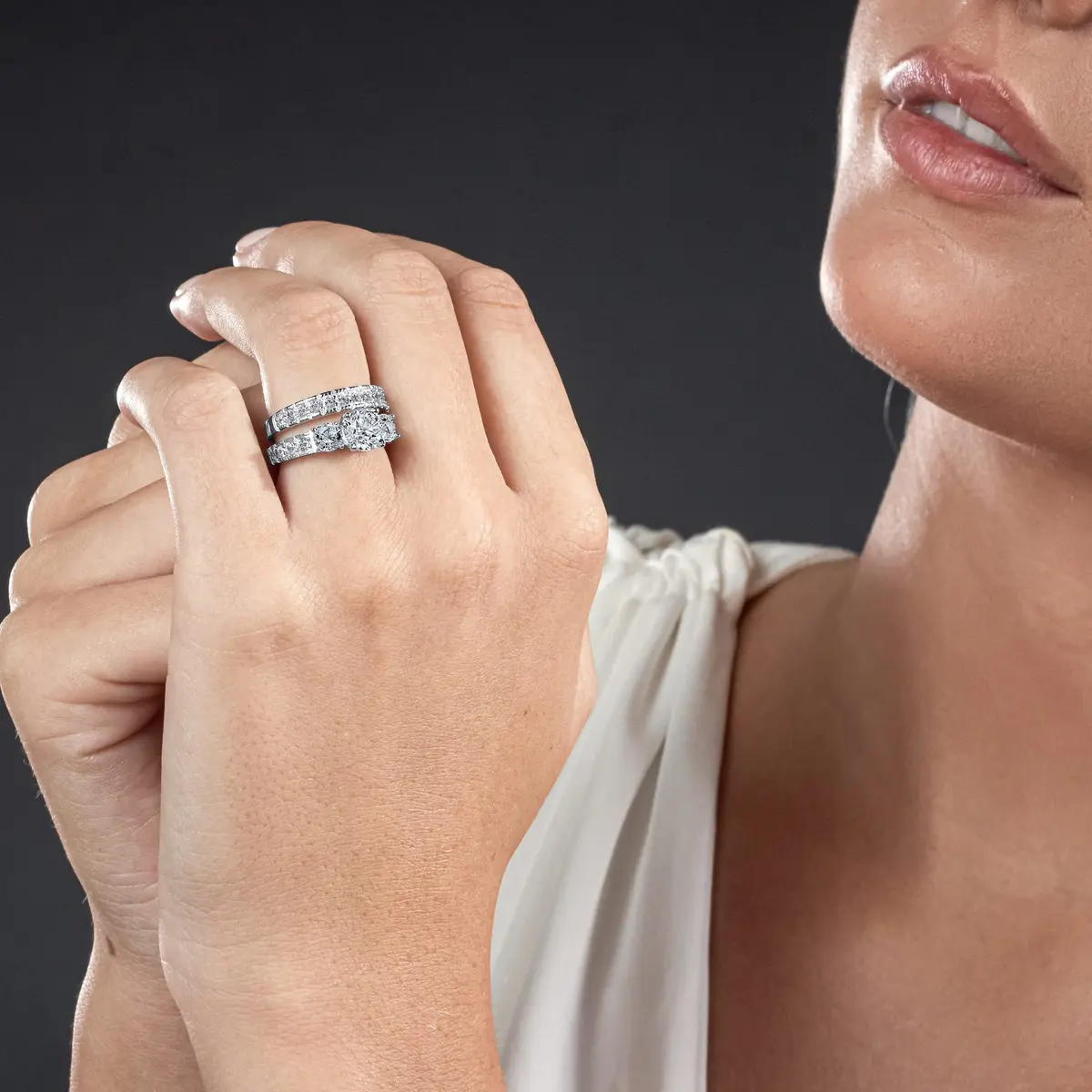 Metal Masters Sterling Silver Bridal Ring Set 2-Piece | 3.4 Carats CZ, Rhodium Plated, Hypoallergenic (70-120 chars) - view 4
