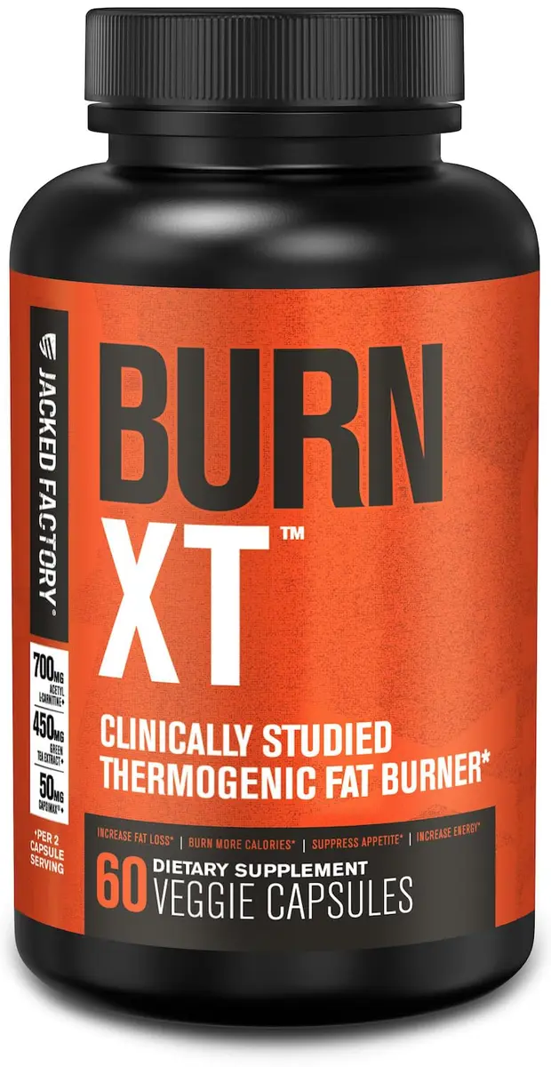 Jacked Factory Burn-XT Fat Burner & Weight Loss Supplement 60 Capsules | Clinically Studied Energy & Appetite Support - main product image