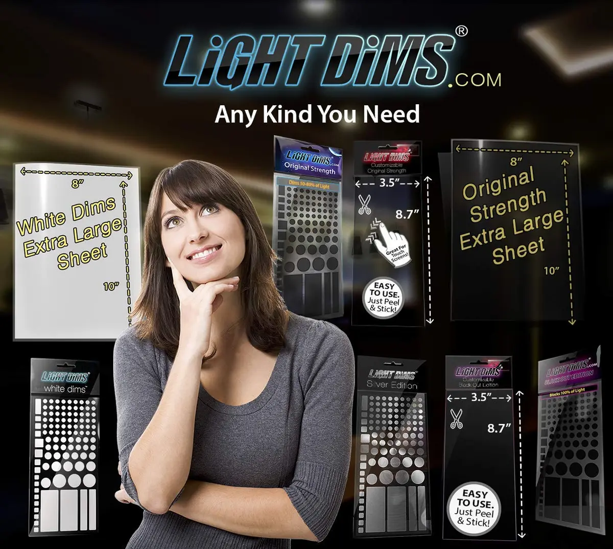 LIGHT DIMS Original Strength LED Light Dimmers (2 Sheets) Black | Dims 50-80% Glare - view 7